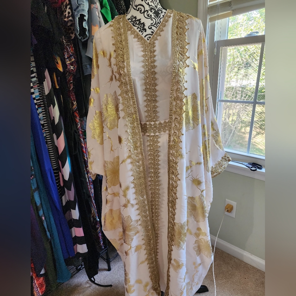 Shein long 2 piece gold decorative dress